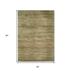 Homeroots 3' Indoor Outdoor Abstract Area Rug - Washable, Stain Resistant, Perfect For High Traffic Spaces Fern Polyester 618274