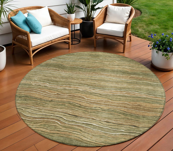 Homeroots 3' Indoor Outdoor Abstract Area Rug - Washable, Stain Resistant, Perfect For High Traffic Spaces Fern Polyester 618276