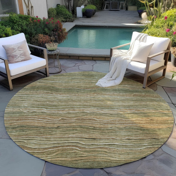 Homeroots 3' Indoor Outdoor Abstract Area Rug - Washable, Stain Resistant, Perfect For High Traffic Spaces Fern Polyester 618276