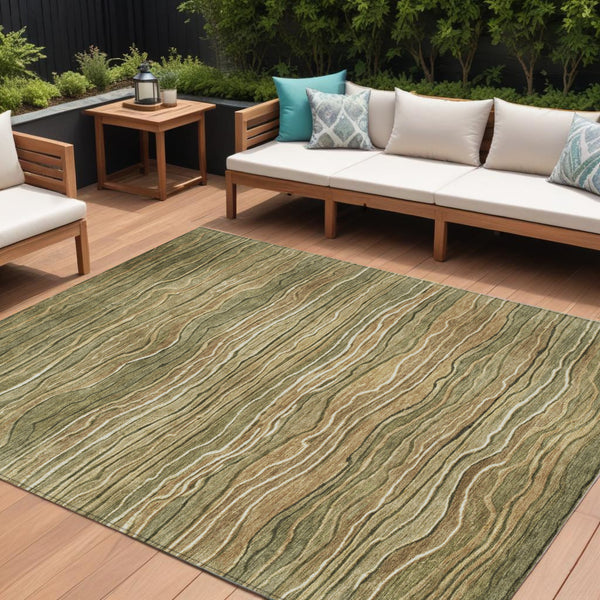 Homeroots 3' Indoor Outdoor Abstract Area Rug - Washable, Stain Resistant, Perfect For High Traffic Spaces Fern Polyester 618277