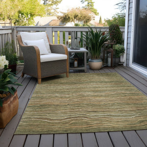 Homeroots 3' Indoor Outdoor Abstract Area Rug - Washable, Stain Resistant, Perfect For High Traffic Spaces Fern Polyester 618277
