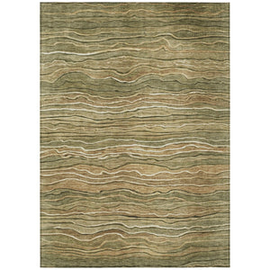 HomeRoots 5' Stylish Fern Green and Taupe Abstract Area Rug for Indoor and Outdoor Spaces – Washable & Durable 10' X 14' 618279