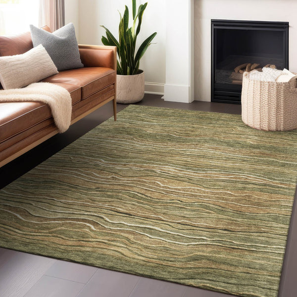 Homeroots 3' Indoor Outdoor Abstract Area Rug - Washable, Stain Resistant, Perfect For High Traffic Spaces Fern Polyester 618279