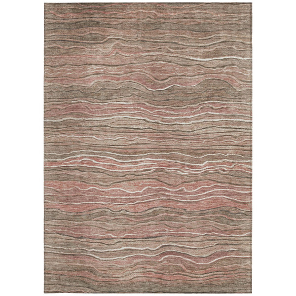 Homeroots 3' Indoor Outdoor Abstract Area Rug - Washable, Stain Resistant, Perfect For High Traffic Spaces Mocha Polyester 618280
