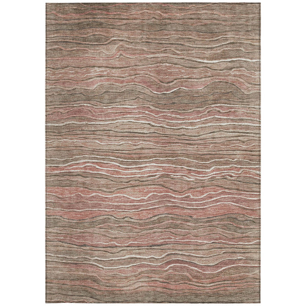 Homeroots 3' Indoor Outdoor Abstract Area Rug - Washable, Stain Resistant, Perfect For High Traffic Spaces Mocha Polyester 618281