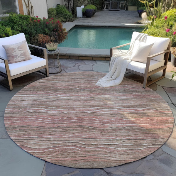 Homeroots 3' Indoor Outdoor Abstract Area Rug - Washable, Stain Resistant, Perfect For High Traffic Spaces Mocha Polyester 618282