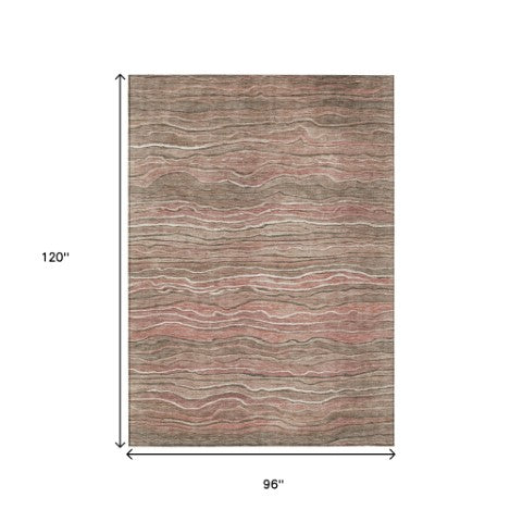 Homeroots 3' Indoor Outdoor Abstract Area Rug - Washable, Stain Resistant, Perfect For High Traffic Spaces Mocha Polyester 618283