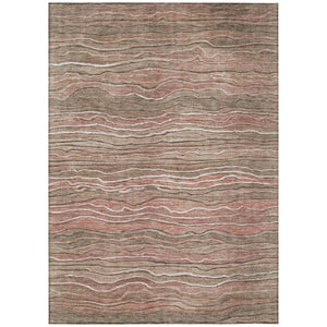 HomeRoots 5' Modern Abstract Brown and Copper Area Rug for Indoor or Outdoor Use, Washable and Durable Design 8' X 10' 618283