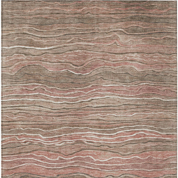 Homeroots 3' Indoor Outdoor Abstract Area Rug - Washable, Stain Resistant, Perfect For High Traffic Spaces Mocha Polyester 618284
