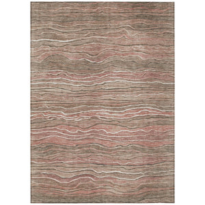 Homeroots 3' Indoor Outdoor Abstract Area Rug - Washable, Stain Resistant, Perfect For High Traffic Spaces Mocha Polyester 618284