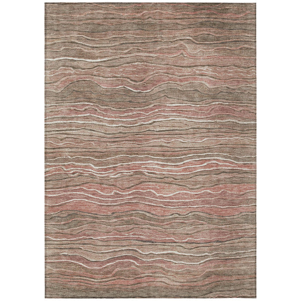 Homeroots 3' Indoor Outdoor Abstract Area Rug - Washable, Stain Resistant, Perfect For High Traffic Spaces Mocha Polyester 618284