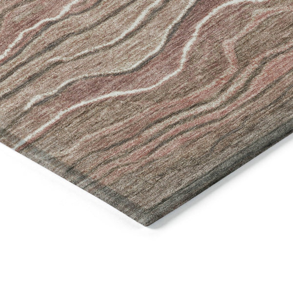 HomeRoots 5' Modern Abstract Brown and Copper Area Rug for Indoor or Outdoor Use, Washable and Durable Design 9' X 12' 618284