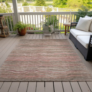 Homeroots 3' Indoor Outdoor Abstract Area Rug - Washable, Stain Resistant, Perfect For High Traffic Spaces Mocha Polyester 618284