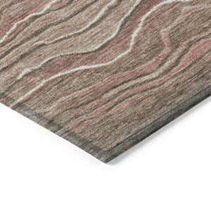 Homeroots 3' Indoor Outdoor Abstract Area Rug - Washable, Stain Resistant, Perfect For High Traffic Spaces Mocha Polyester 618285