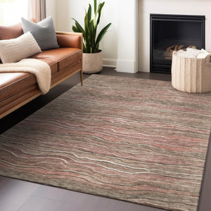 Homeroots 3' Indoor Outdoor Abstract Area Rug - Washable, Stain Resistant, Perfect For High Traffic Spaces Mocha Polyester 618285