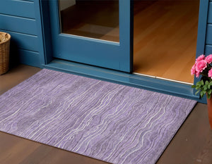 Homeroots 3' Indoor Outdoor Abstract Area Rug - Washable, Stain Resistant, Perfect For High Traffic Spaces Purple Polyester 618286