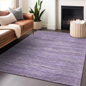 Homeroots 3' Indoor Outdoor Abstract Area Rug - Washable, Stain Resistant, Perfect For High Traffic Spaces Purple Polyester 618286