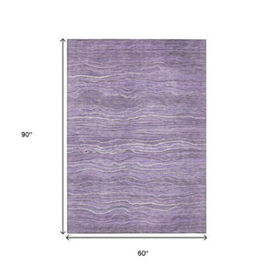 Homeroots 3' Indoor Outdoor Abstract Area Rug - Washable, Stain Resistant, Perfect For High Traffic Spaces Purple Polyester 618287