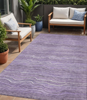 Homeroots 3' Indoor Outdoor Abstract Area Rug - Washable, Stain Resistant, Perfect For High Traffic Spaces Purple Polyester 618287