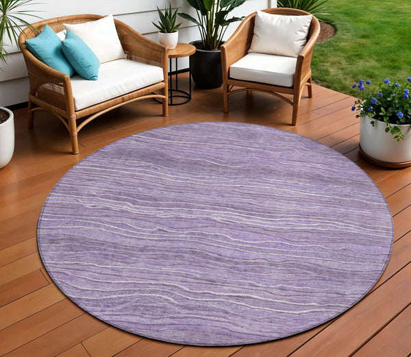 Homeroots 3' Indoor Outdoor Abstract Area Rug - Washable, Stain Resistant, Perfect For High Traffic Spaces Purple Polyester 618288