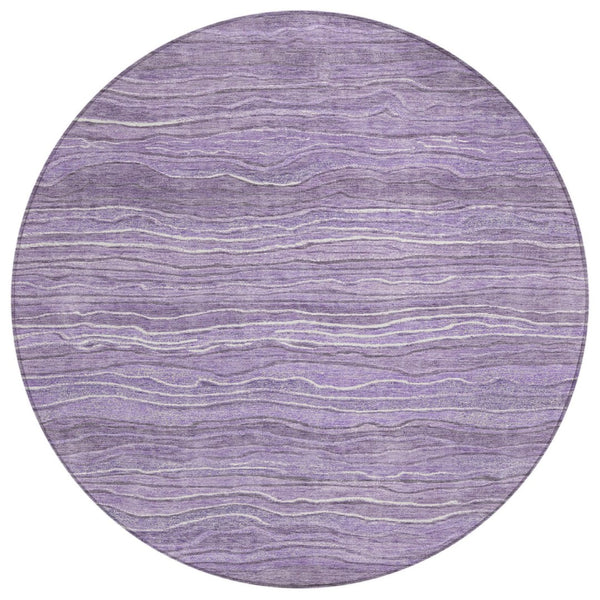 HomeRoots 5' Abstract Purple and Lavender Washable Area Rug – Durable Indoor Outdoor Design for Modern Spaces 8' Round 618288