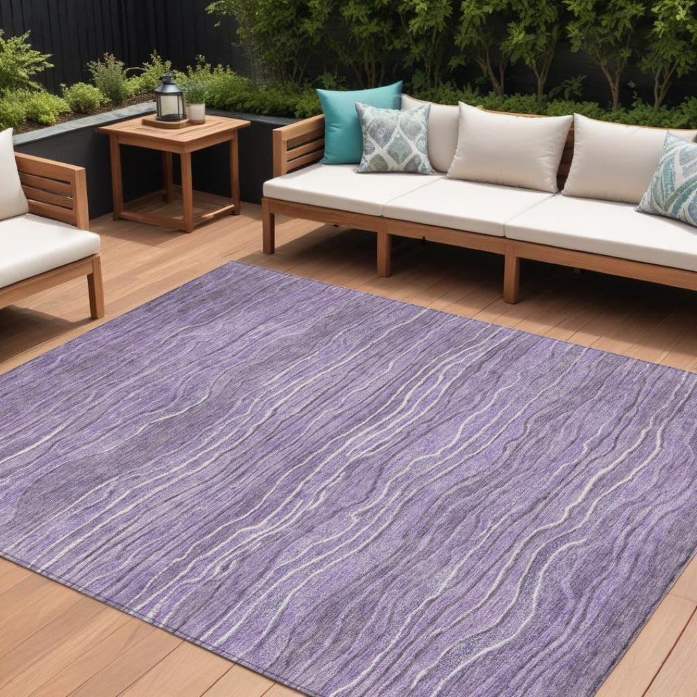 HomeRoots 5' Abstract Purple and Lavender Washable Area Rug – Durable Indoor Outdoor Design for Modern Spaces 8' X 10' 618289