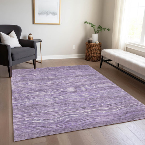 Homeroots 3' Indoor Outdoor Abstract Area Rug - Washable, Stain Resistant, Perfect For High Traffic Spaces Purple Polyester 618289