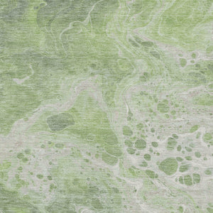 Homeroots 3' X 5' Artistic Green And Ivory Abstract Washable Indoor-outdoor Area Rug For Stylish Spaces Aloe Polyester 618292