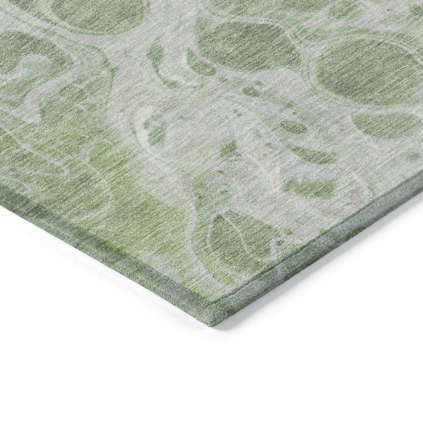 Homeroots 3' X 5' Artistic Green And Ivory Abstract Washable Indoor-outdoor Area Rug For Stylish Spaces Aloe Polyester 618293