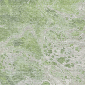 Homeroots 3' X 5' Artistic Green And Ivory Abstract Washable Indoor-outdoor Area Rug For Stylish Spaces Aloe Polyester 618293
