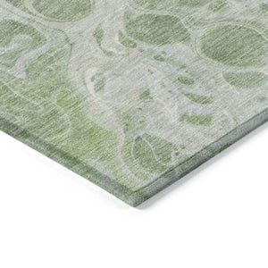 Homeroots 3' X 5' Artistic Green And Ivory Abstract Washable Indoor-outdoor Area Rug For Stylish Spaces Aloe Polyester 618295