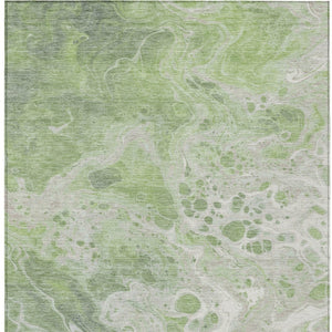 Homeroots 3' X 5' Artistic Green And Ivory Abstract Washable Indoor-outdoor Area Rug For Stylish Spaces Aloe Polyester 618296