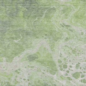Homeroots 3' X 5' Artistic Green And Ivory Abstract Washable Indoor-outdoor Area Rug For Stylish Spaces Aloe Polyester 618296