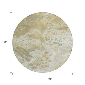 Homeroots 3' X 5' Artistic Green And Ivory Abstract Washable Indoor-outdoor Area Rug For Stylish Spaces Gold Polyester 618300