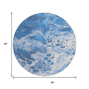 Homeroots 3' X 5' Artistic Green And Ivory Abstract Washable Indoor-outdoor Area Rug For Stylish Spaces Navy Polyester 618306