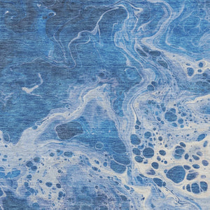 HomeRoots 5' Navy Blue and Ivory Abstract Area Rug - Stylish, Washable, Durable for Indoor and Outdoor Spaces 10' X 14' 618309
