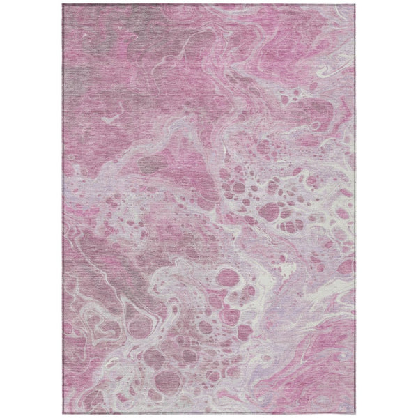 HomeRoots 5' Modern Pink and Ivory Abstract Area Rug - Washable, Durable, Indoor/Outdoor Style for Any Space 5' X 8' 618311