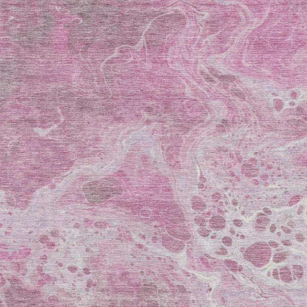 Homeroots 3' X 5' Artistic Green And Ivory Abstract Washable Indoor-outdoor Area Rug For Stylish Spaces Pink Polyester 618311