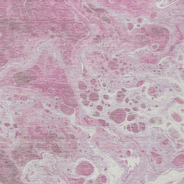 Homeroots 3' X 5' Artistic Green And Ivory Abstract Washable Indoor-outdoor Area Rug For Stylish Spaces Pink Polyester 618313