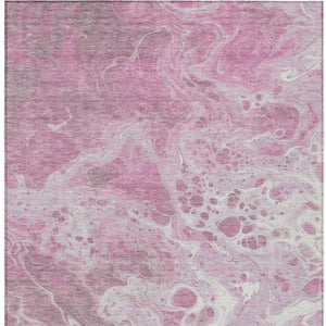 Homeroots 3' X 5' Artistic Green And Ivory Abstract Washable Indoor-outdoor Area Rug For Stylish Spaces Pink Polyester 618314