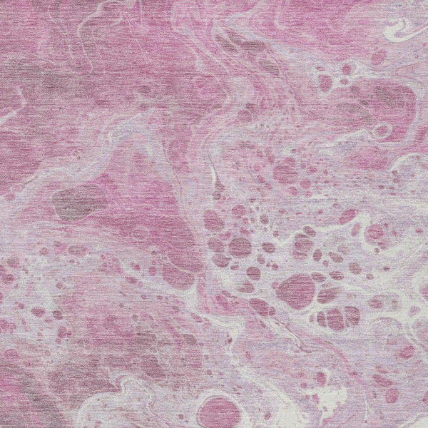 Homeroots 3' X 5' Artistic Green And Ivory Abstract Washable Indoor-outdoor Area Rug For Stylish Spaces Pink Polyester 618315