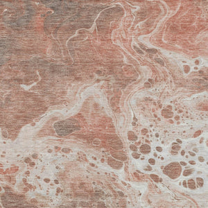 Homeroots 3' X 5' Artistic Green And Ivory Abstract Washable Indoor-outdoor Area Rug For Stylish Spaces Paprika Polyester 618316