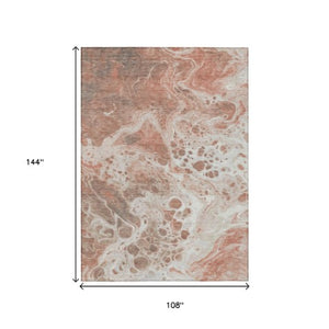 Homeroots 3' X 5' Artistic Green And Ivory Abstract Washable Indoor-outdoor Area Rug For Stylish Spaces Paprika Polyester 618320