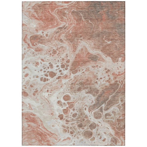 Homeroots 3' X 5' Artistic Green And Ivory Abstract Washable Indoor-outdoor Area Rug For Stylish Spaces Paprika Polyester 618321
