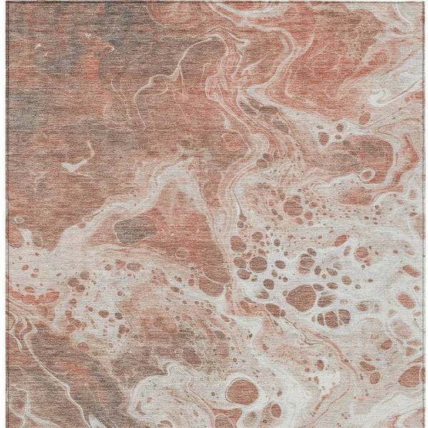 Homeroots 3' X 5' Artistic Green And Ivory Abstract Washable Indoor-outdoor Area Rug For Stylish Spaces Paprika Polyester 618321
