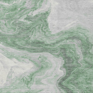 Homeroots 3' X 5' Abstract Washable Indoor Outdoor Area Rug - Stylish, Durable & Stain Resistant For Any Space Green Polyester 618328