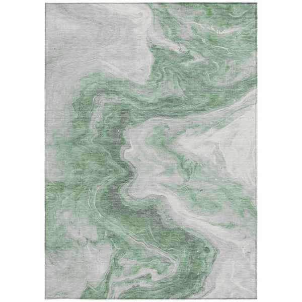 Homeroots 3' X 5' Abstract Washable Indoor Outdoor Area Rug - Stylish, Durable & Stain Resistant For Any Space Green Polyester 618329