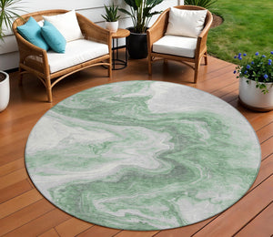 Homeroots 3' X 5' Abstract Washable Indoor Outdoor Area Rug - Stylish, Durable & Stain Resistant For Any Space Green Polyester 618330