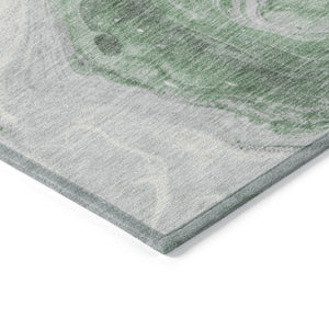 Homeroots 3' X 5' Abstract Washable Indoor Outdoor Area Rug - Stylish, Durable & Stain Resistant For Any Space Green Polyester 618331