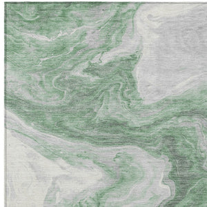 Homeroots 3' X 5' Abstract Washable Indoor Outdoor Area Rug - Stylish, Durable & Stain Resistant For Any Space Green Polyester 618332